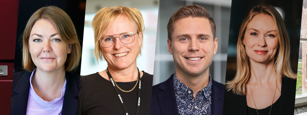 Porträttbilder på Jenny Lindqvist, Camilla Hjältman, Joel Milemo och Sofia Kallbro