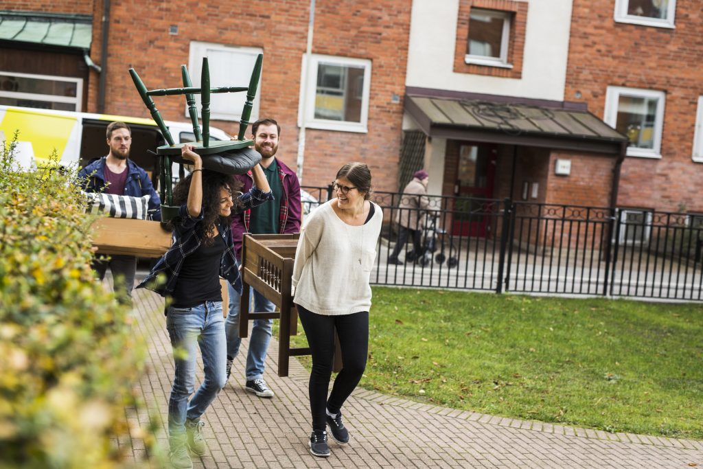 Group of friends moving house